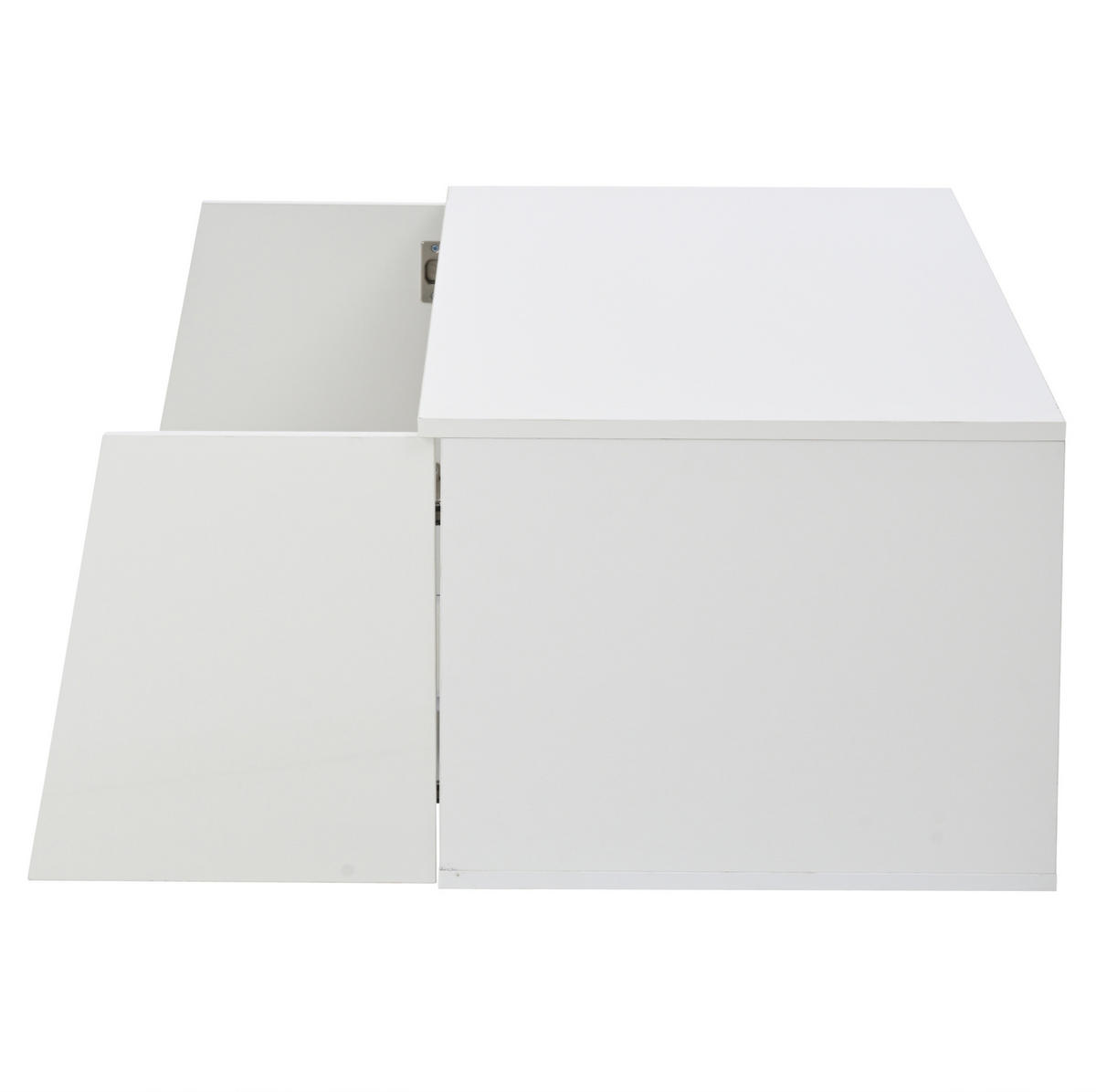 COUCHTISCH 100/50/40 cm mit LED-Beleuchtung, Hochglanz und Stauraum - Weiß, Holzwerkstoff (100/50/40cm) - Flora Grace