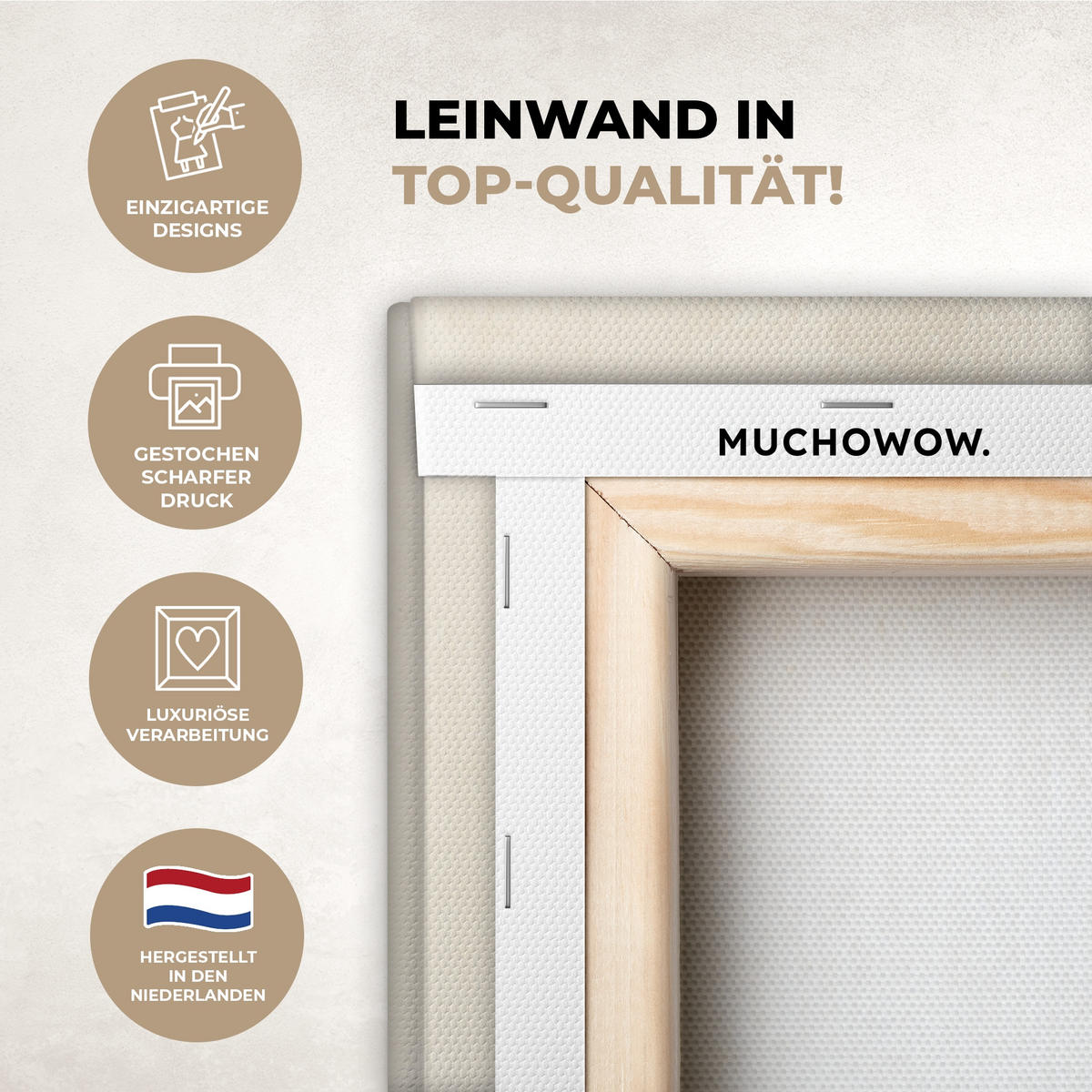 LEINWANDBILD Japandi - Bambus - Beige XXL 150x100 cm - Eukalyptusholzfarben, Textil (150/100cm) - MuchoWow