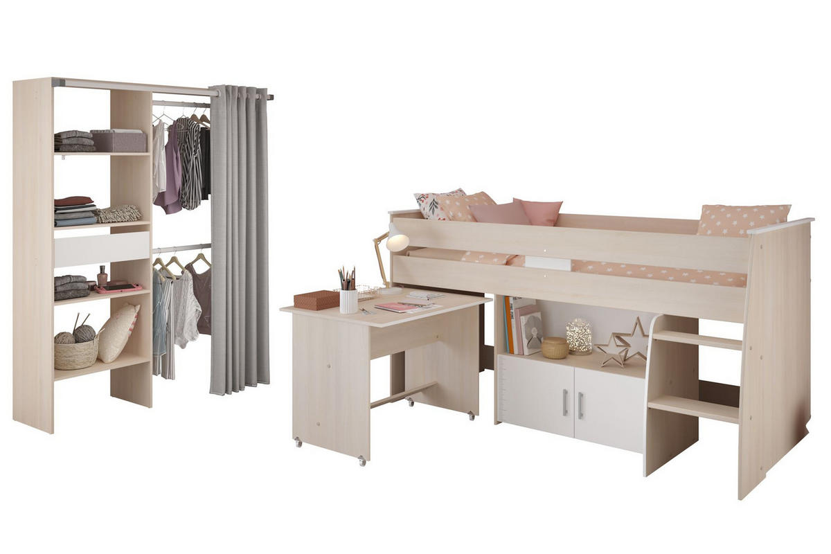 KINDERZIMMER-SET 2-tlg. Parisot Charly 22 Holzdekor Akazie/Weiß - Weiß/Akaziefarben, Kunststoff (100/1/200cm) - 58aufmkessel