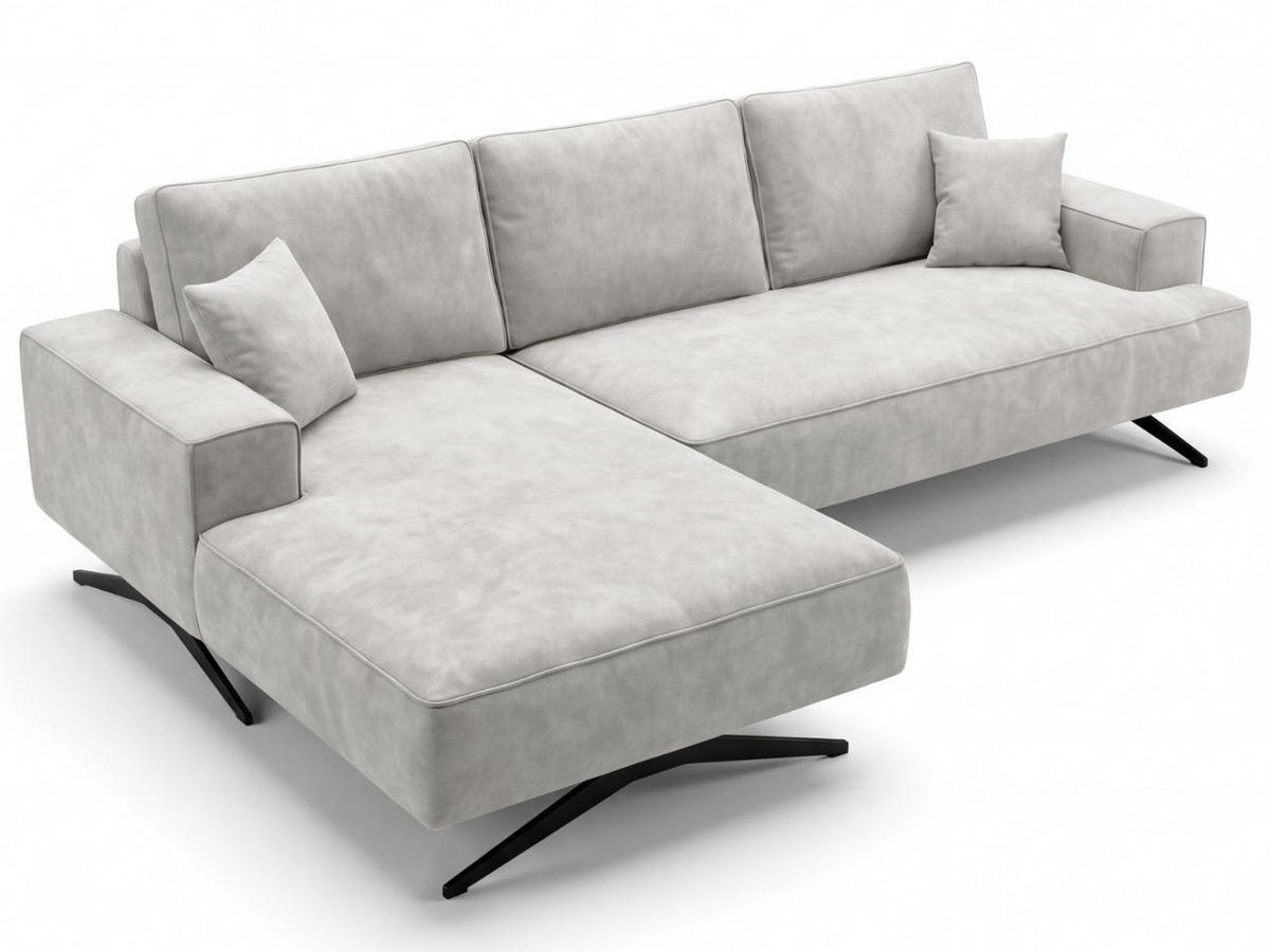 ECKSOFA Leto Grau Links - Schwarz/Grau, Holz/Textil (260/165cm) - Graingold