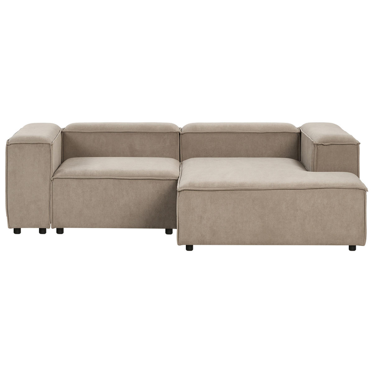 ROHOVÁ POHOVKA modul 3-místná levostranná Světle hnědá Manšestr s otomanem Ardal - světle hnědá, textil (240/180cm) - Beliani