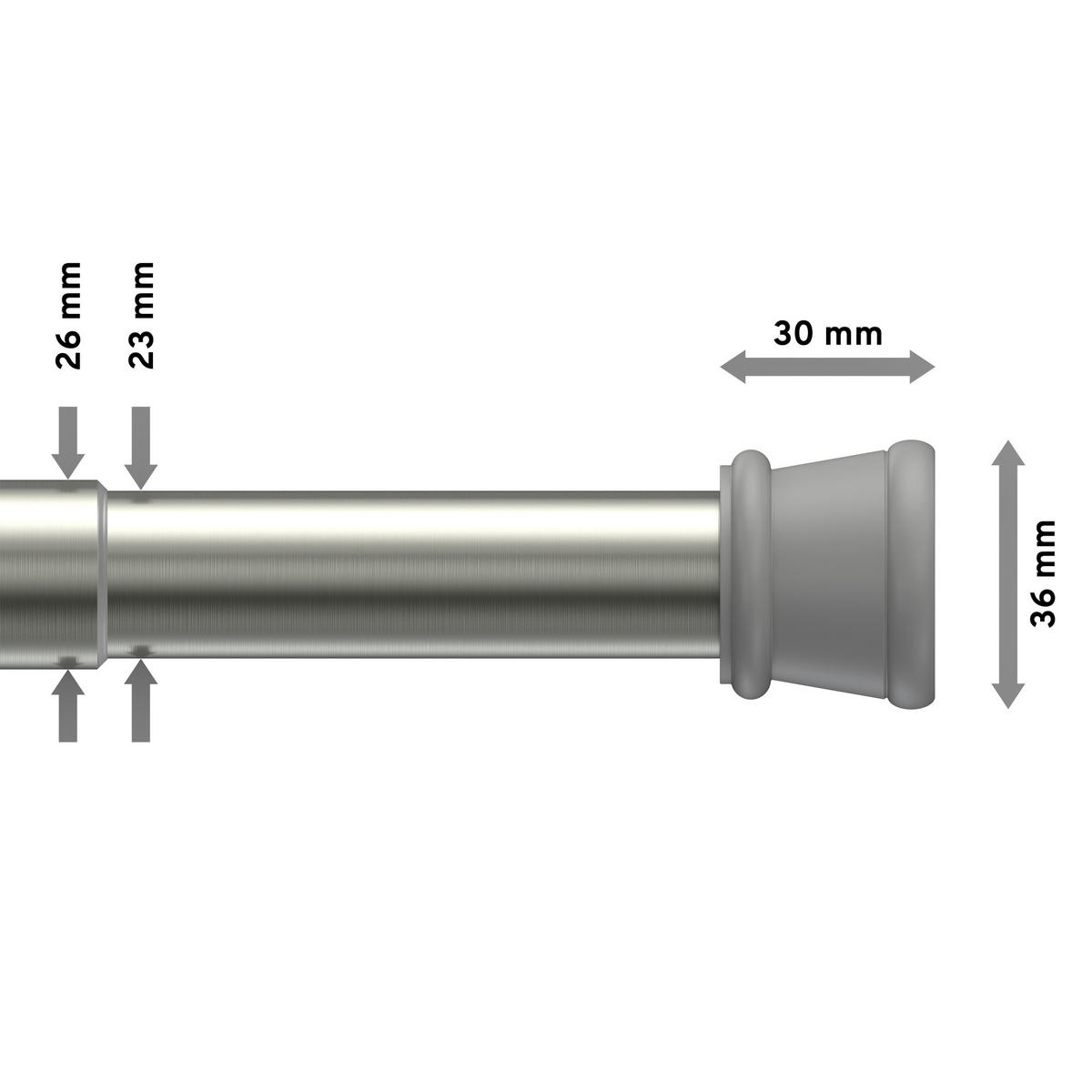 SPANNSTANGE/DUSCHVORHANGSTANGE Tensofix 80-130 cm, 26/23 mm Ø Edelstahl-Optik - Edelstahlfarben, Kunststoff/Metall (130cm) - INTERDECO