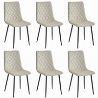 STUHL SCANNO 6-er Set, Beige, mit Samtstoff gepolstert - Beige, Textil/Metall (45/89/53cm) - Komodee