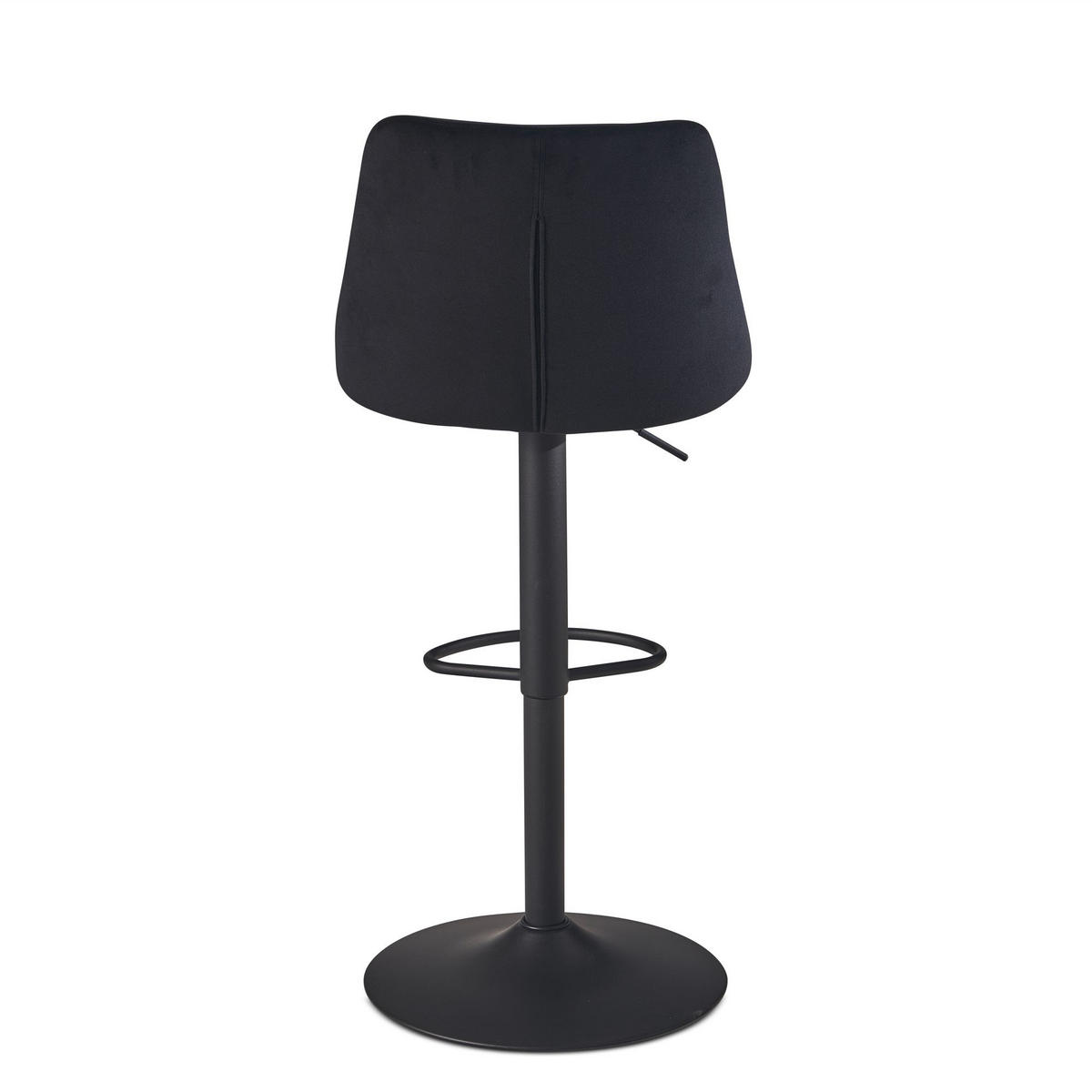 BARHOCKER Samt Lehne Höhenverstellbar Trompetenfuß Gepolstert, Schwarz 45x51x106 cm - Schwarz, Textil/Metall (45/106/51cm) - KADIMA DESIGN