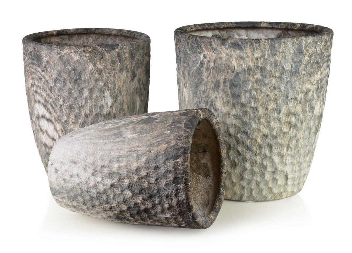 OBALY NA KVĚTINÁČE Neva, 3dílná, keramika, béžová a tmavě šedá, 39/39/42cm 32/32/38,5cm 26/26/35cm - béžová, keramika (45/48/45cm) - Mondex