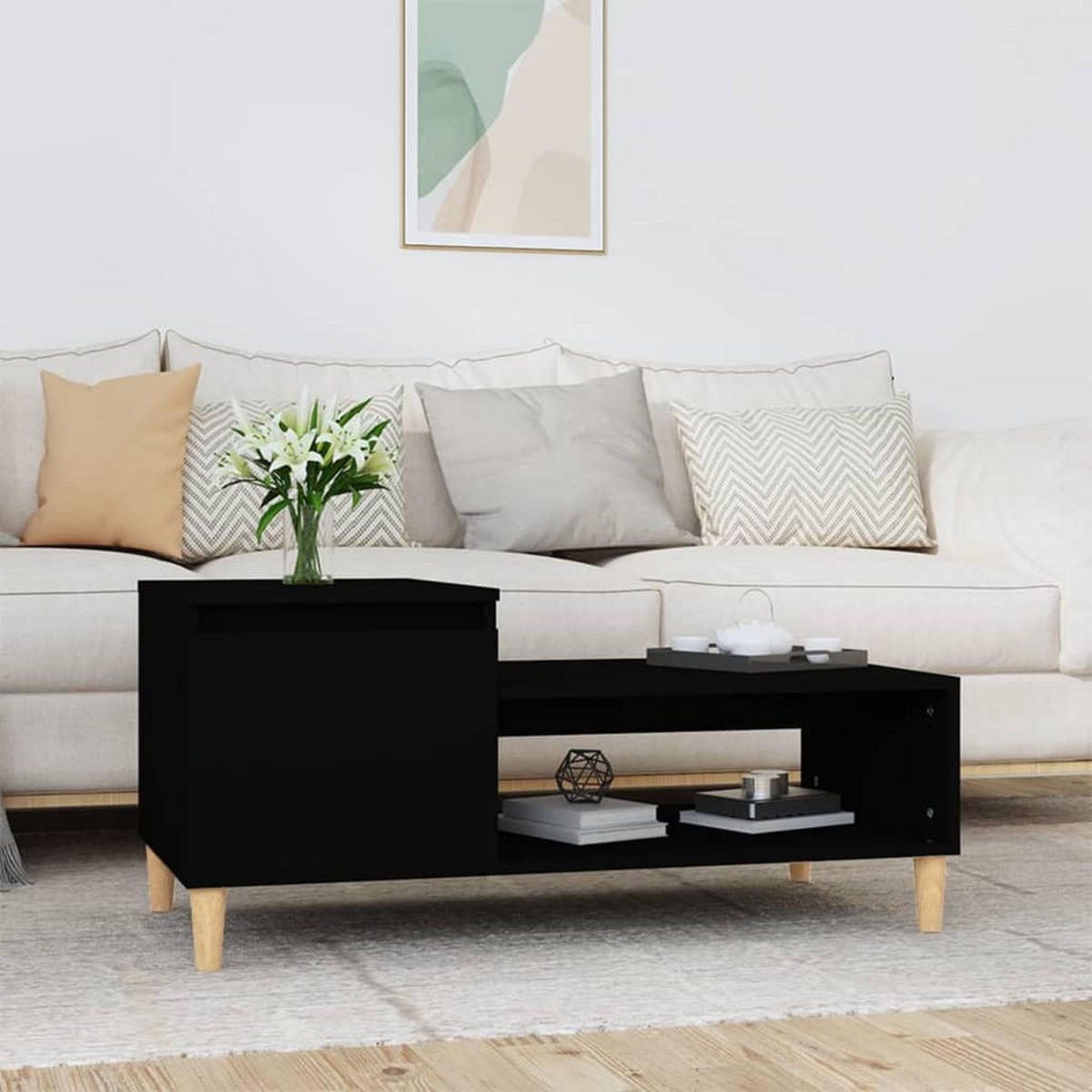 COUCHTISCH Schwarz 100x50x45 cm Holzwerkstoff - Schwarz, Holzwerkstoff (100/50/45cm) - furnicato