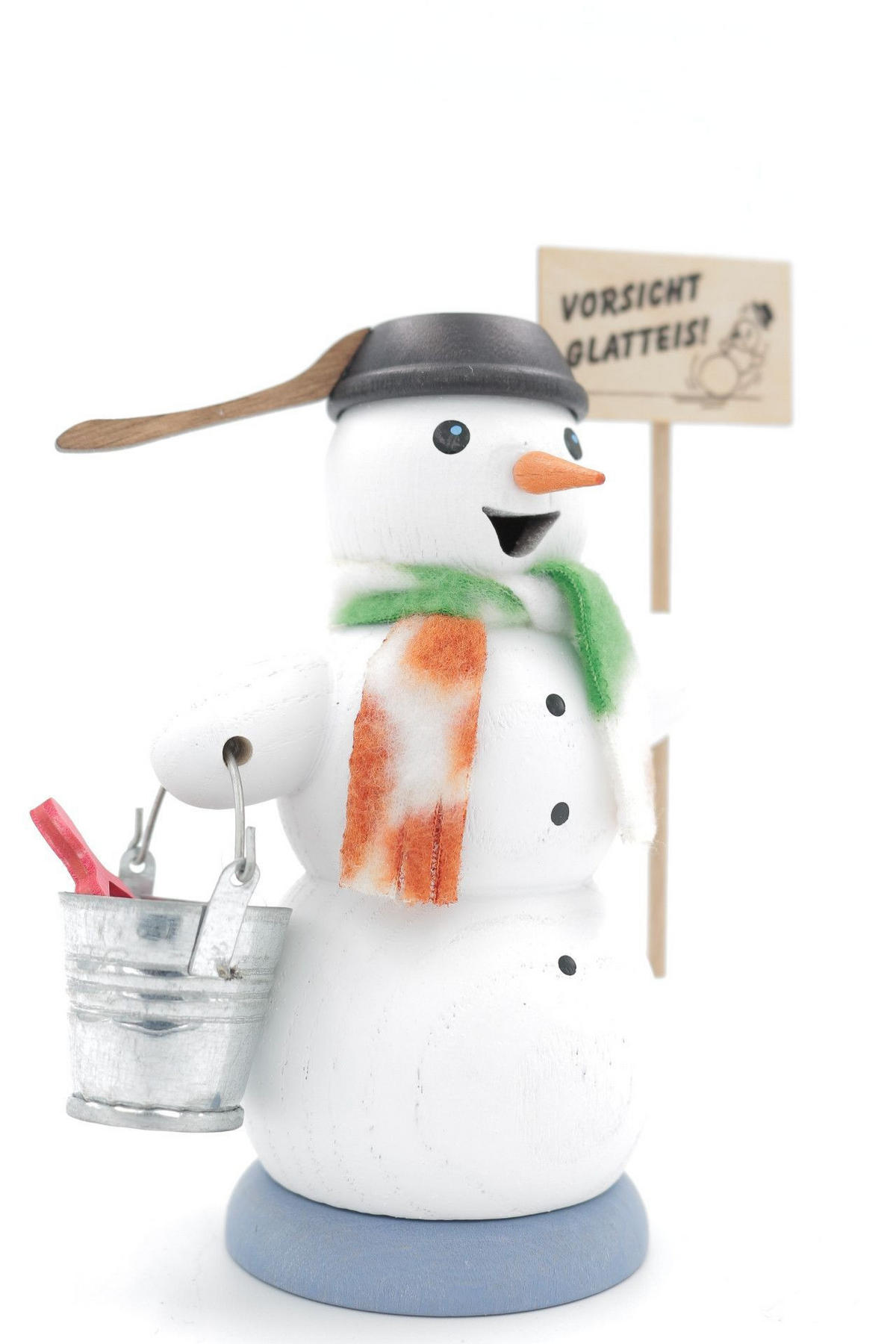 RAUCHFIGUR Schneemann "Vorsicht Glatteis" 13 cm - Multicolor, Holz (6/13/10cm)