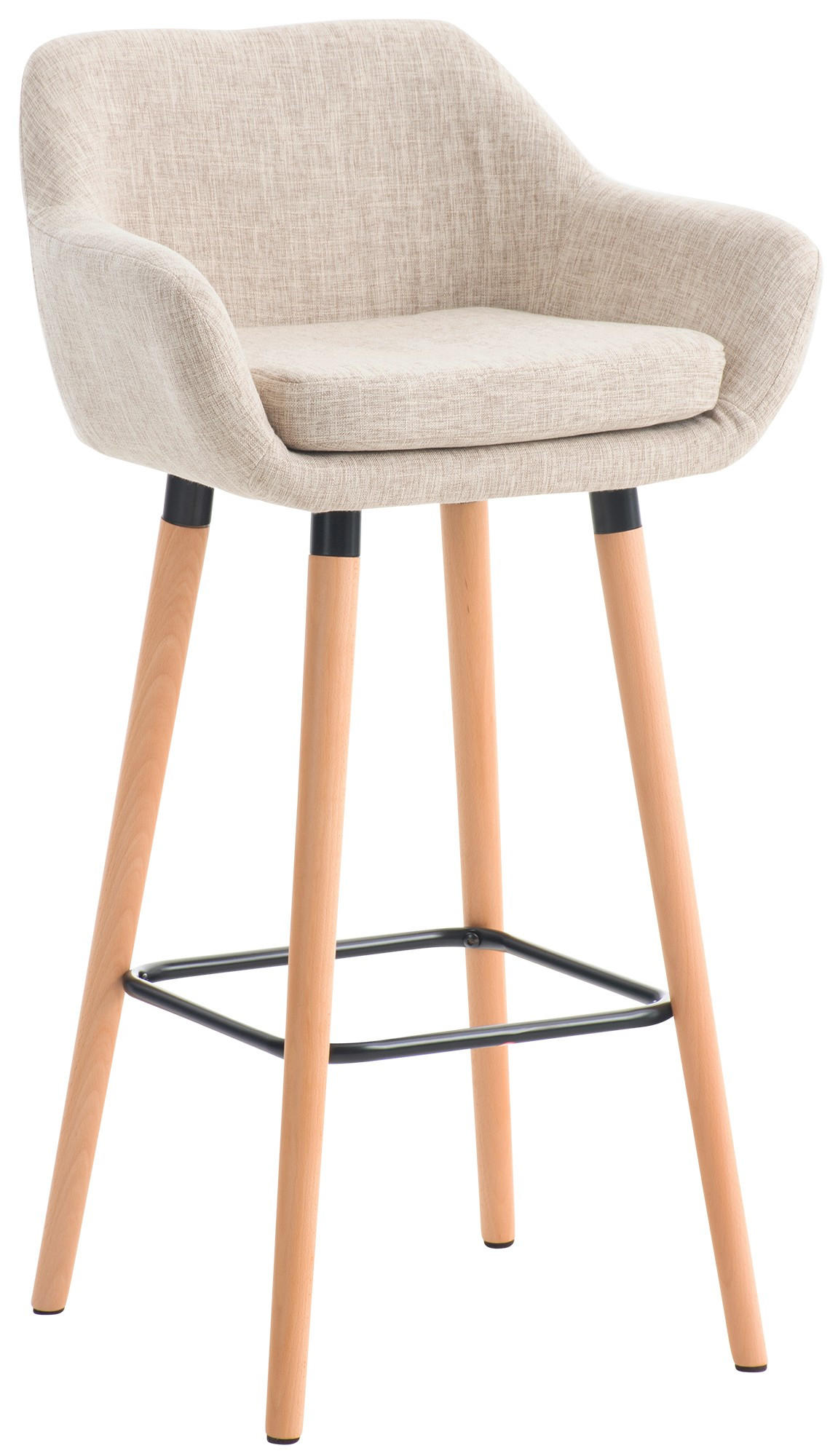 BARHOCKER Stoff creme - Eukalyptusholzfarben/Creme, Holz/Textil (55/99/46cm) - CLP