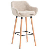 BARHOCKER Stoff creme - Eukalyptusholzfarben/Creme, Holz/Textil (55/99/46cm) - CLP