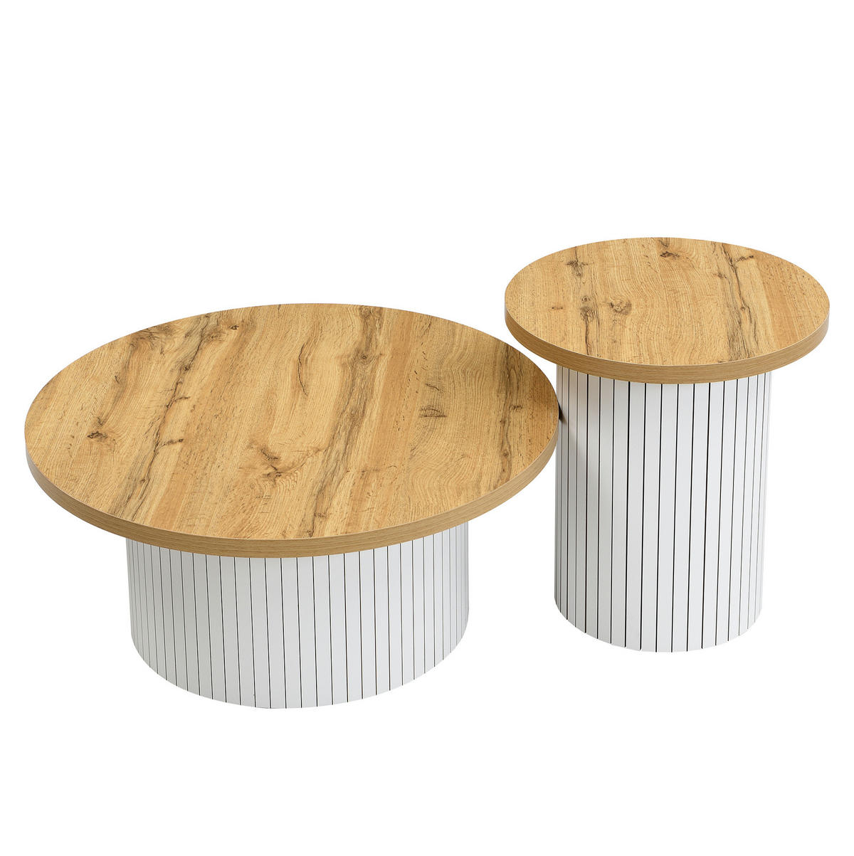 COUCHTISCH-SET aus MDF 75x75x50 + 45x45x35 cm Natur mit Ablagefächern - Naturfarben, Holzwerkstoff (75/75/35cm) - IVMEU