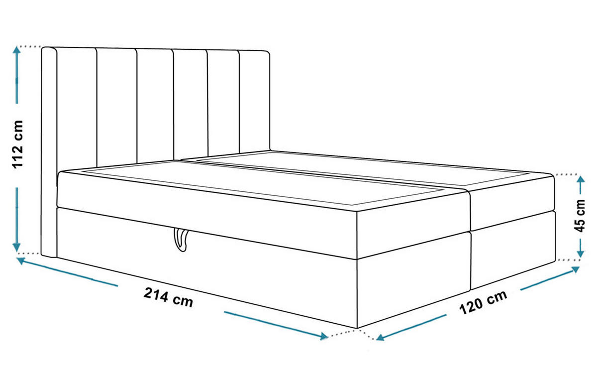 BOXBETT Bonio I 120/200 cm in Blau – mit Bettkasten und Topper - Blau/Schwarz, Holz/Holzwerkstoff (120/200cm) - AX Living