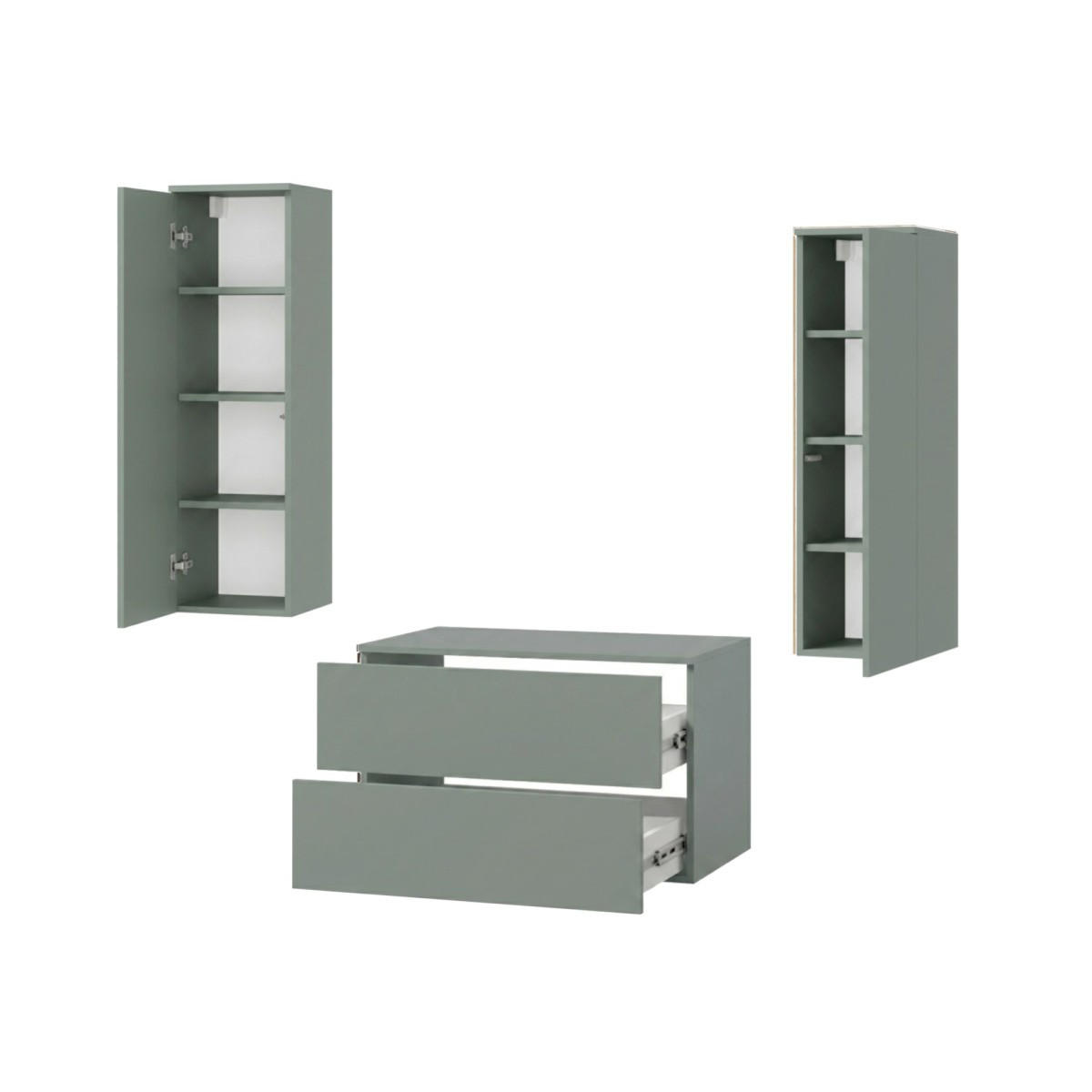 BADMÖBEL-SET Color Aloe 3-Teilig (2S 80 + 1D 100 X2) - Dunkelgrün, Holzwerkstoff (120/160/45cm) - mzm24