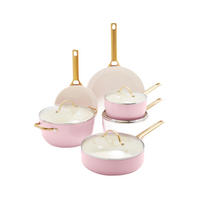 KOCHGESCHIRR-SET Padova Reserve 10er Set - Pink/Rosa, Metall - GreenPan