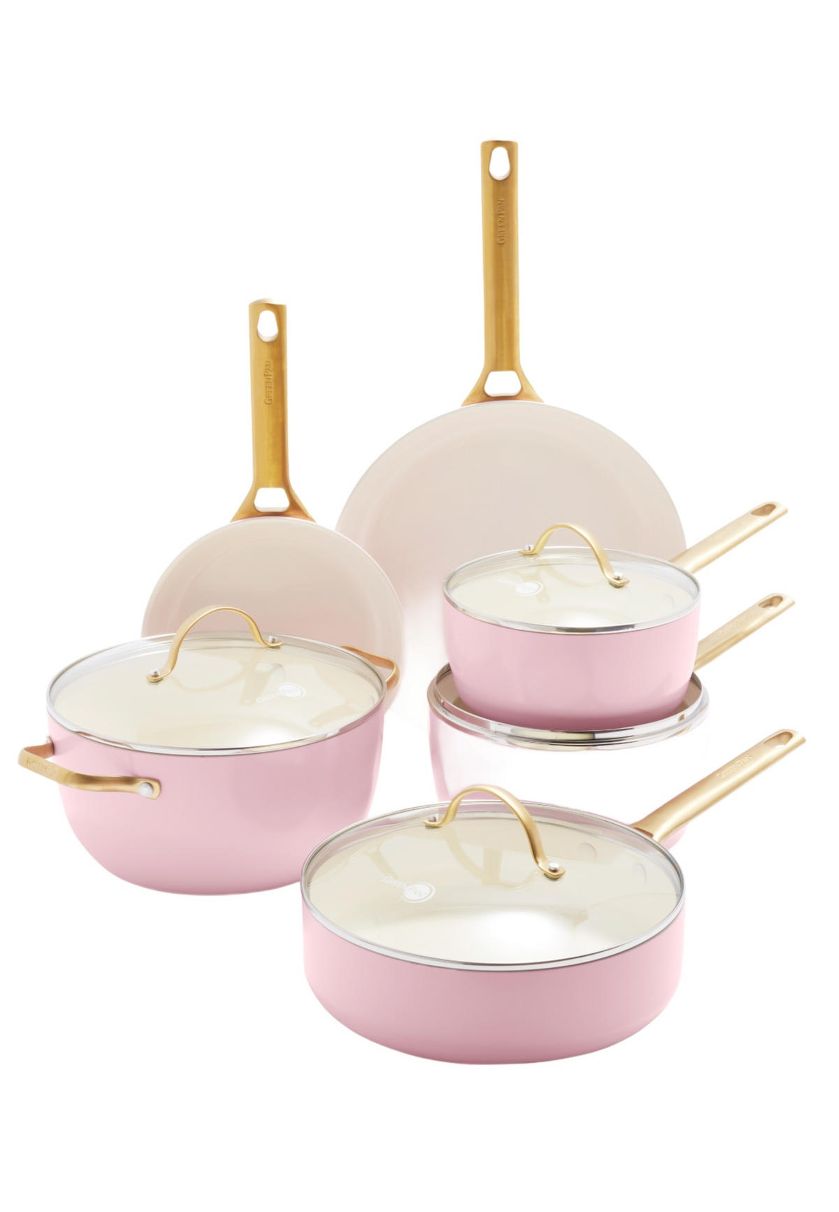KOCHGESCHIRR-SET Padova Reserve 10er Set - Pink/Rosa, Metall - GreenPan
