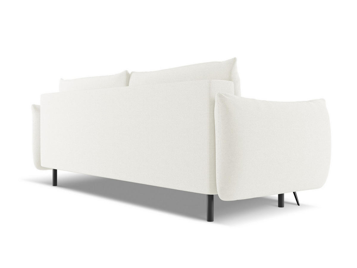 3-SITZER SOFA mit Schlaffunktion Chenille Stoff Weiß - Schwarz/Weiß, Textil/Metall (230/86/105cm) - Makamii