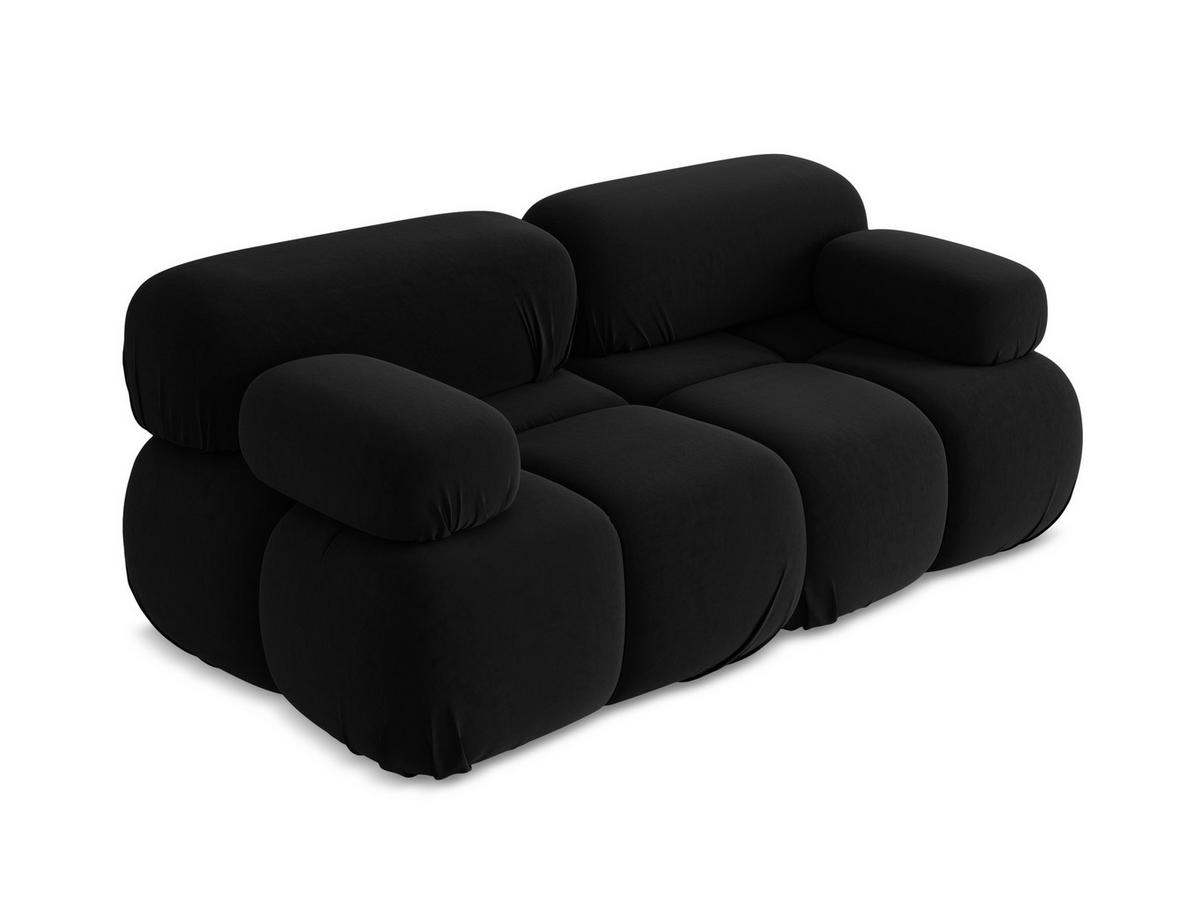 2-SITZER-SOFA Samt Stoff Schwarz - Schwarz/Orange, Kunststoff/Textil (190/70/96cm) - Makamii