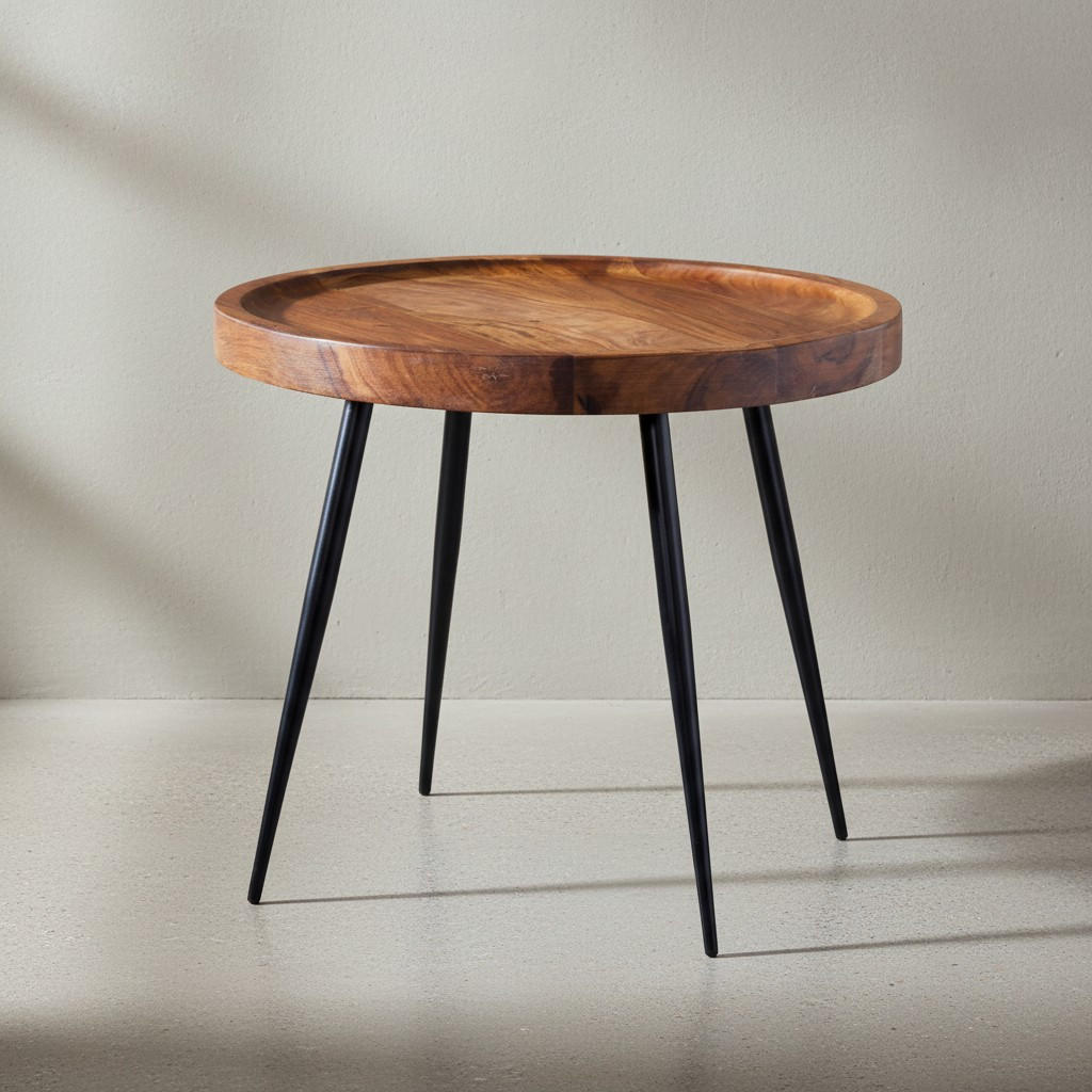 BEISTELLTISCH – Massivholz Metall 50 kg belastbar Industrial - Schwarz/Braun, Holz/Metall (46/46/40cm) - KADIMA DESIGN