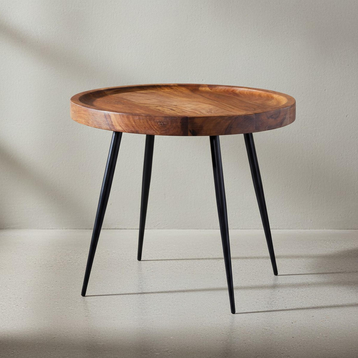 BEISTELLTISCH – Massivholz Metall 50 kg belastbar Industrial - Schwarz/Braun, Holz/Metall (46/46/40cm) - KADIMA DESIGN