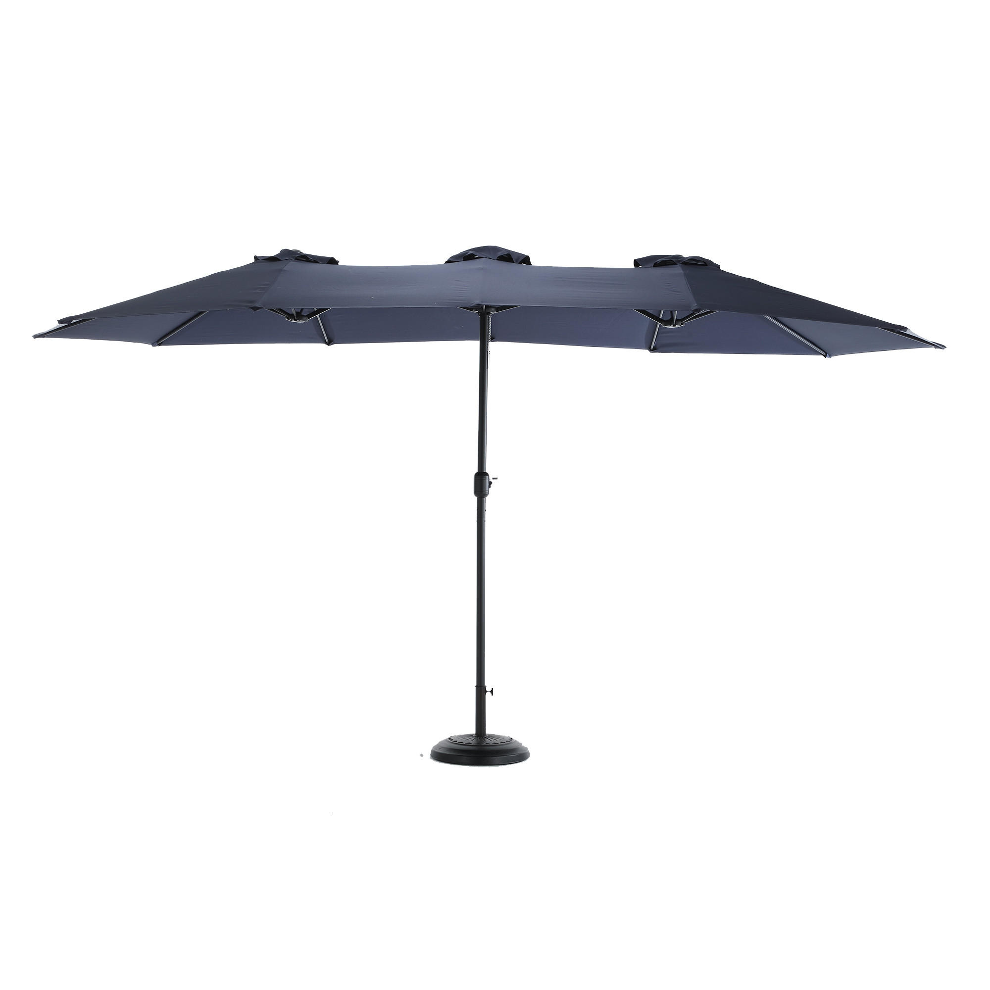 SONNENSCHIRM Doppelseitiger aus Stahl 453x267x255 cm in Blau mit Kurbel - Blau, Metall (267/453cm) - Modfu