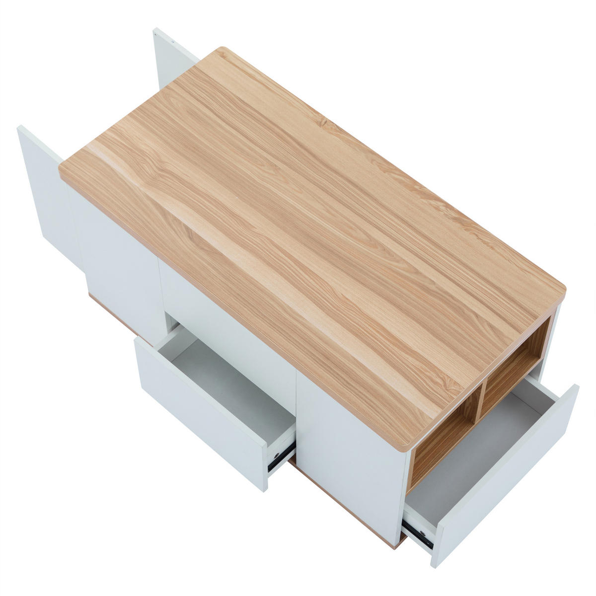 COUCHTISCH DE-057 Multifunktion Weiß/Originalholzfarbe - Weiß, Holzwerkstoff (51/100/47cm) - ComfortXL