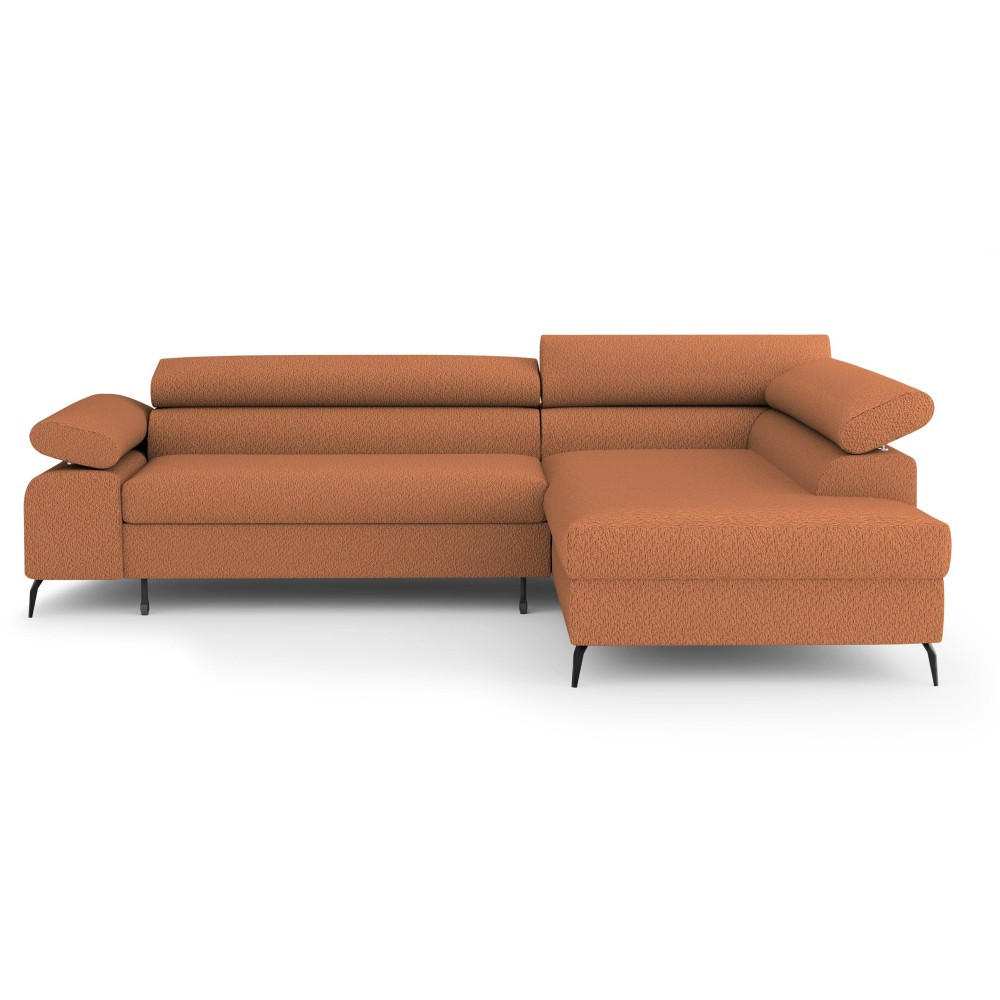 ECKSCHLAFSOFA Mellow mit Bettkasten, Ziegelrot, rechts - Rostfarben/Schwarz, Textil (270/205cm) - Beautysofa