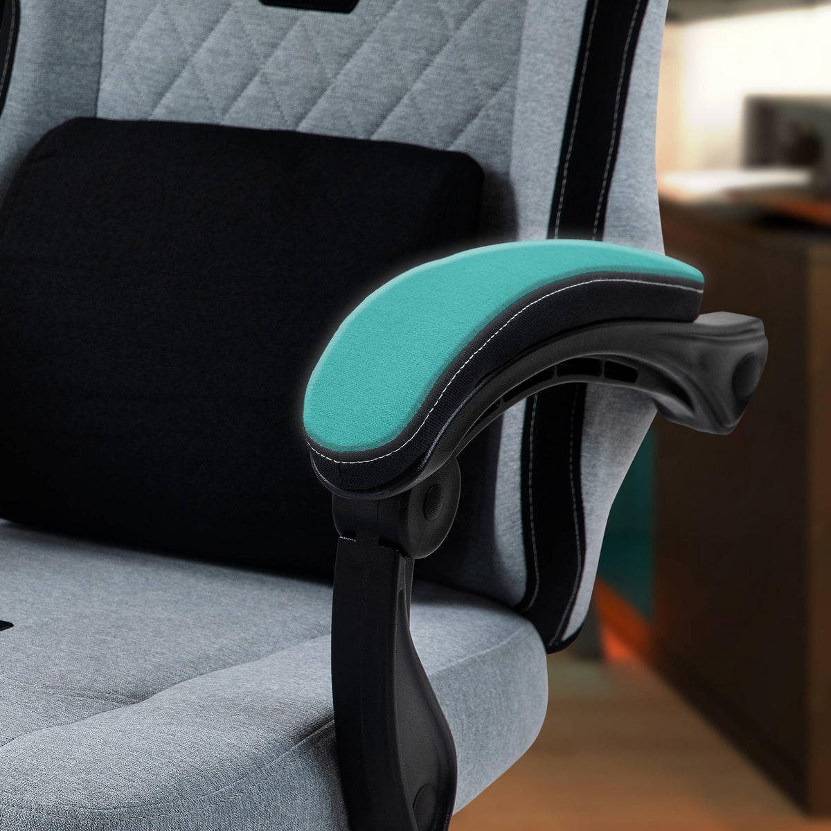 BÜROSTUHL Zayro Stoff grau/schwarz - Schwarz/Grau, Textil/Metall (65/132/65cm) - TPFLiving