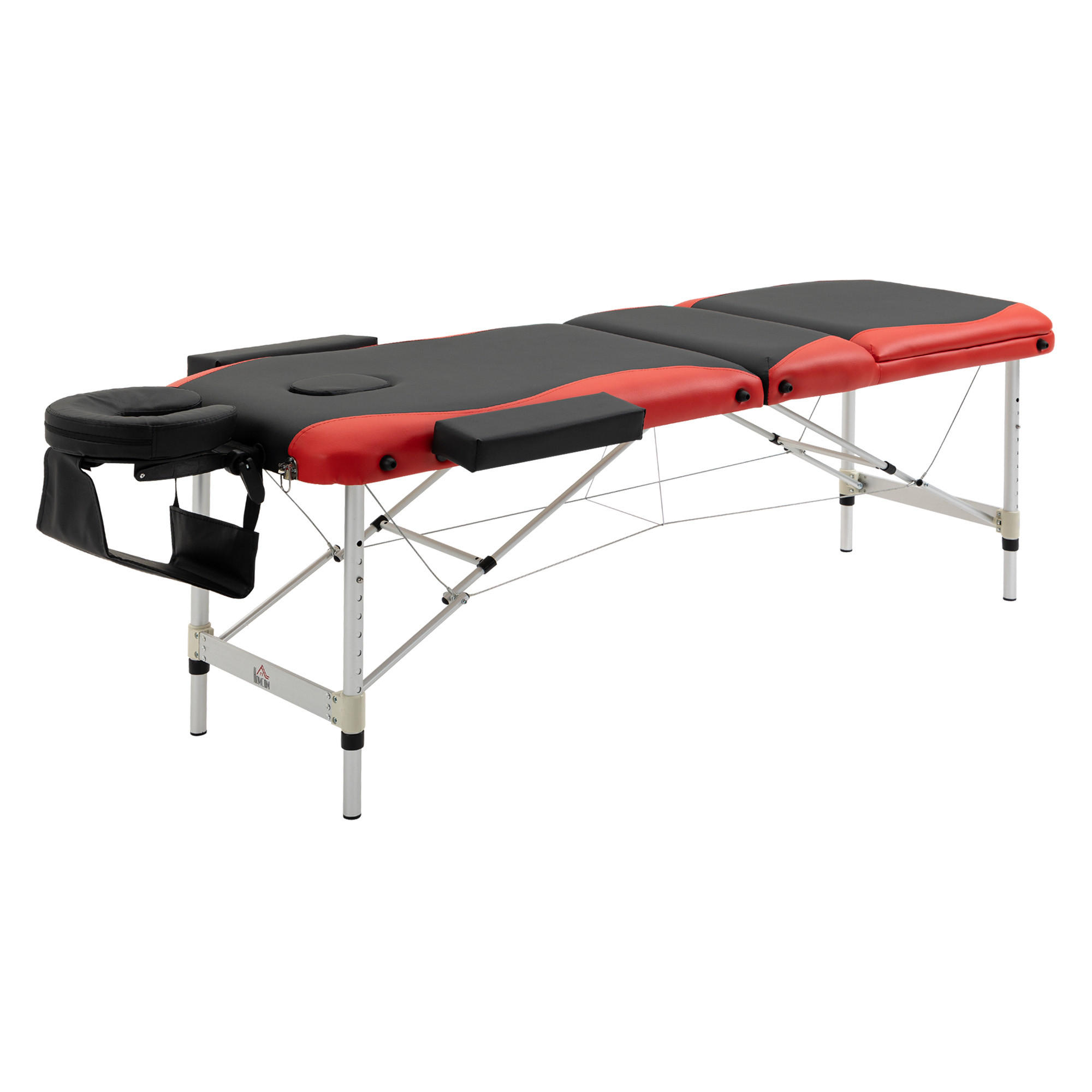 MASSAGELIEGEN, Aluminium, Schwarz+Rot - Multicolor, Metall (60/84/215cm) - HOMCOM