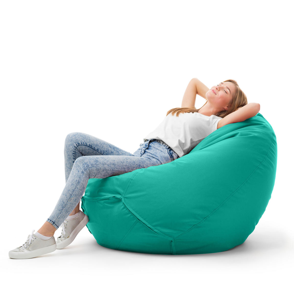 SITZSACK Classico L türkis - Türkis, Kunststoff (90/90/90cm) - Bruni