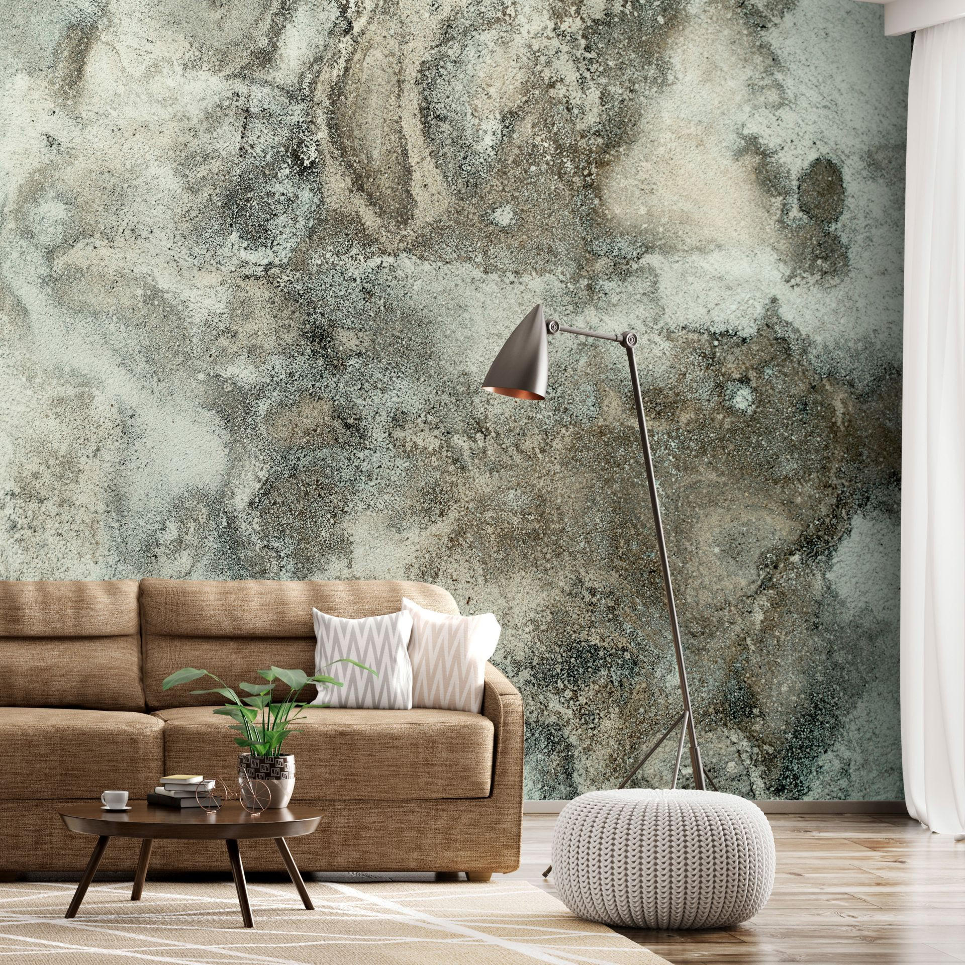 VLIESTAPETE Grün 250/175 cm - Grau/Grün, Textil (250/1cm) - KUNSTLOFT