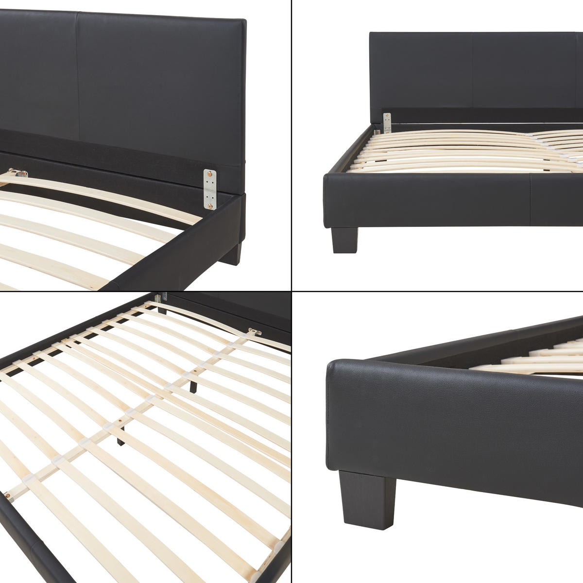 POLSTERBETT Albacete mit Matratze - Schwarz, Textil (180/200cm) - Corium