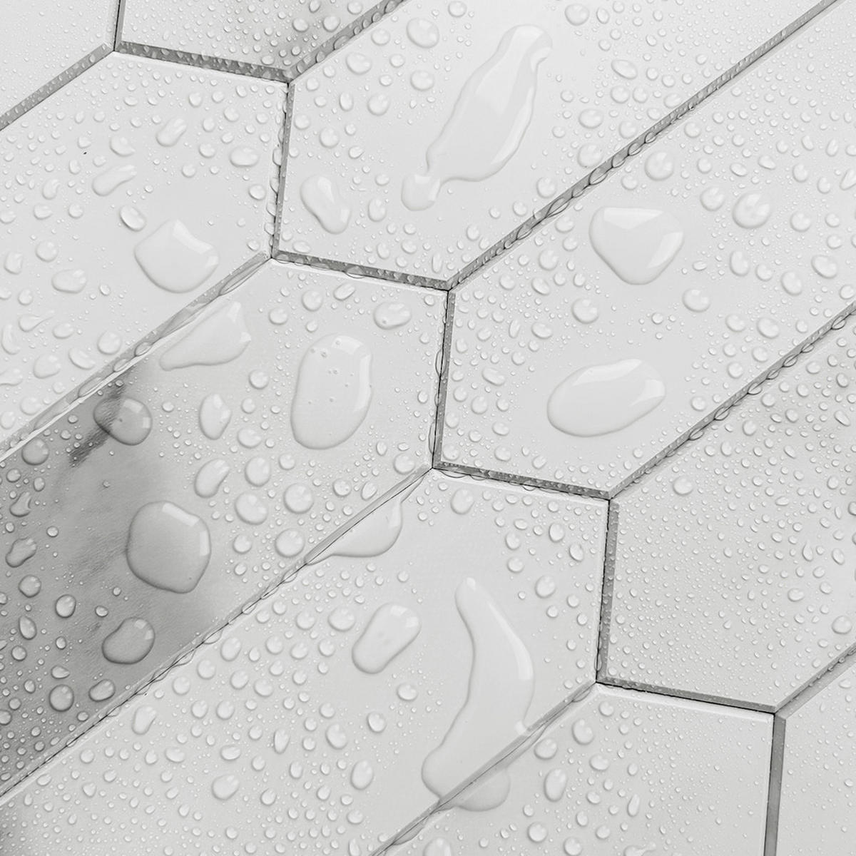 FLIESENAUFKLEBER 1 Stück 30,5 x 30,5 cm Selbstklebende Fliesen - Fico Marfil - Weiß/Grau, Kunststoff (30.5/0.3/30.5cm) - Mazovia