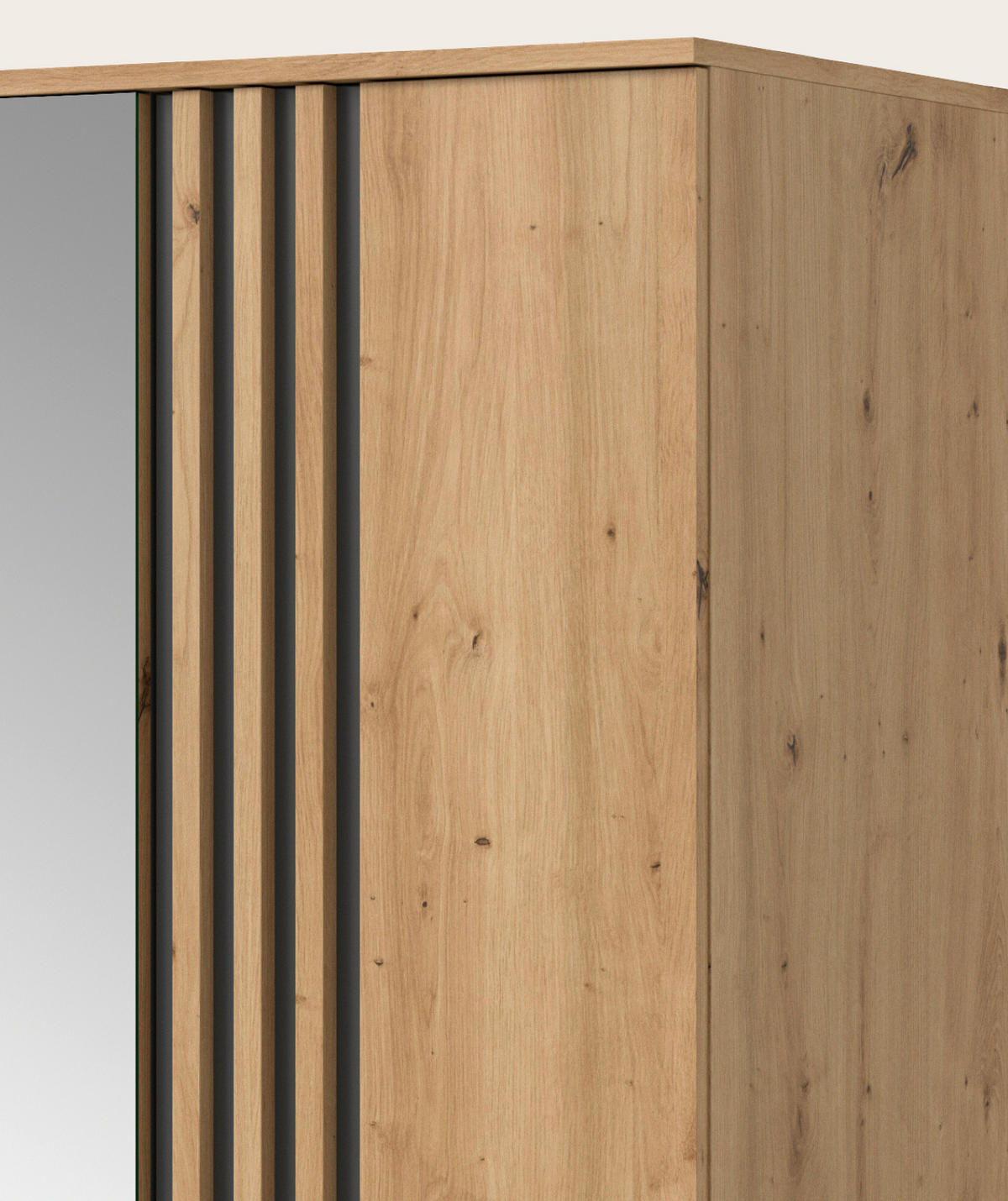 KLEIDERSCHRANK Eiche Artisan, grau 280 x 192 cm 7-türig, Drehtürenschrank mit Spiegel - Anthrazit/Eiche Artisan, Holzwerkstoff (280/192/56cm) - Inn.Furn