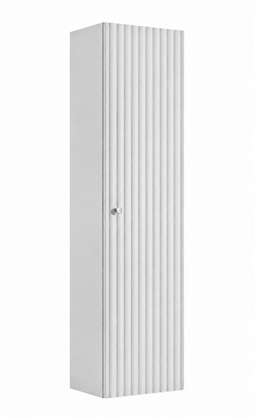 BADEZIMMER-HOCHSCHRANK: Weiß / Griffe Silber, 35 x 27 x 136 cm - Silberfarben/Weiß, Holzwerkstoff (35/136/27cm) - 3XE LIVING