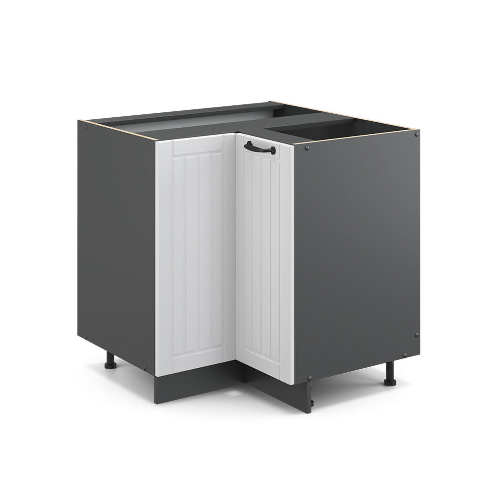 ECKUNTERSCHRANK Fame-Line Weiß Landhaus 80.5 cm ohne AP - Anthrazit/Weiß, Holzwerkstoff (80.5/82/51.6cm) - Vicco