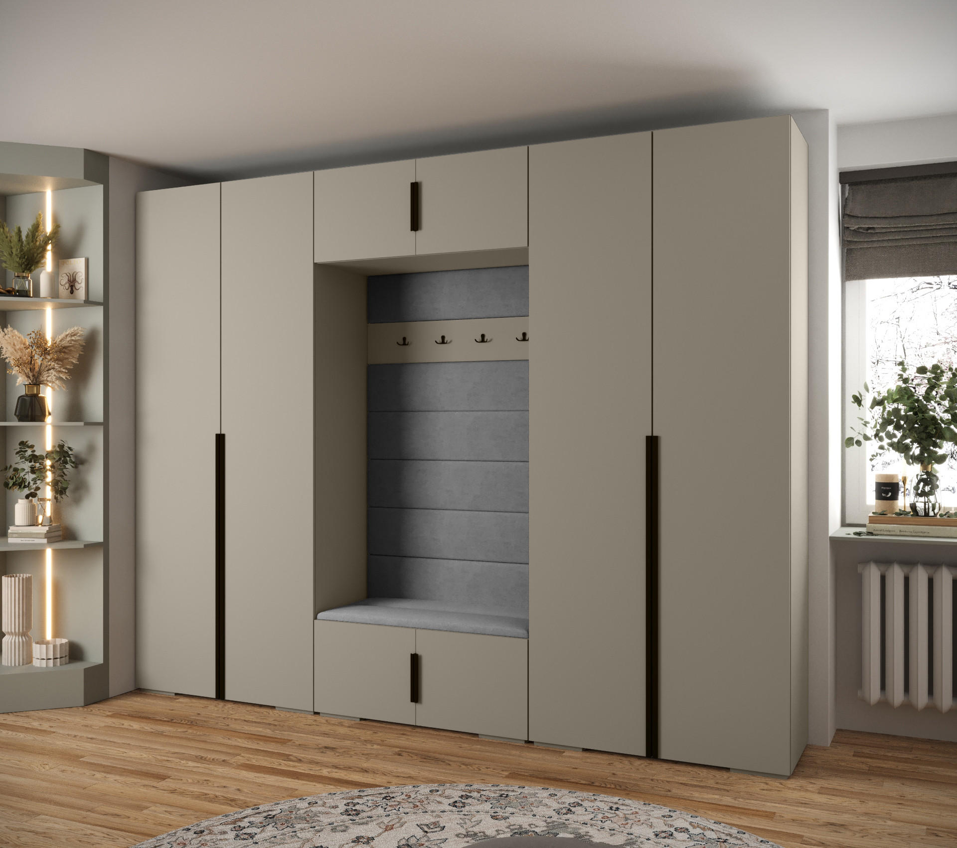 GARDEROBEN-SET 236,7/300/47 - Kaschmir/Schwarz, Holz/Metall (300/236.7/47cm) - Abiks Möbel