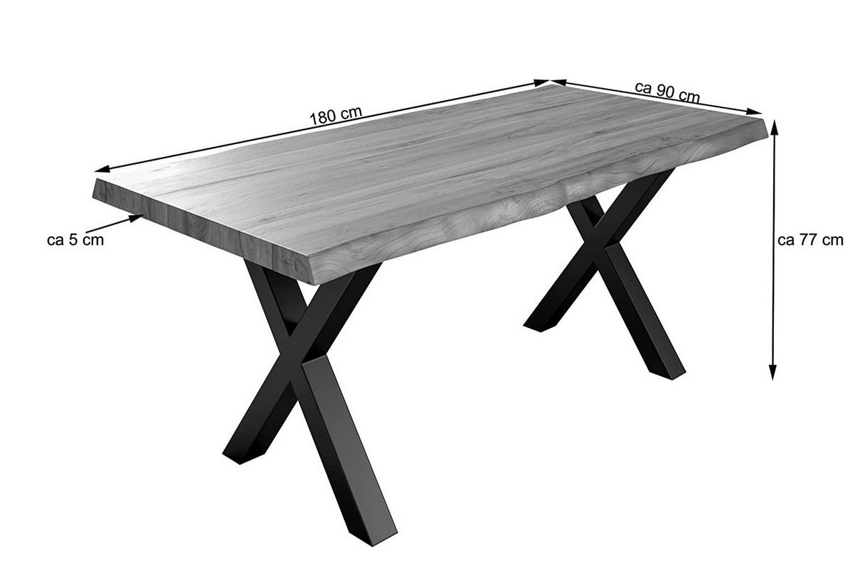 ESSTISCH XEREZ - Silberfarben/Braun, Holz/Metall (90/180/79cm) - SAM