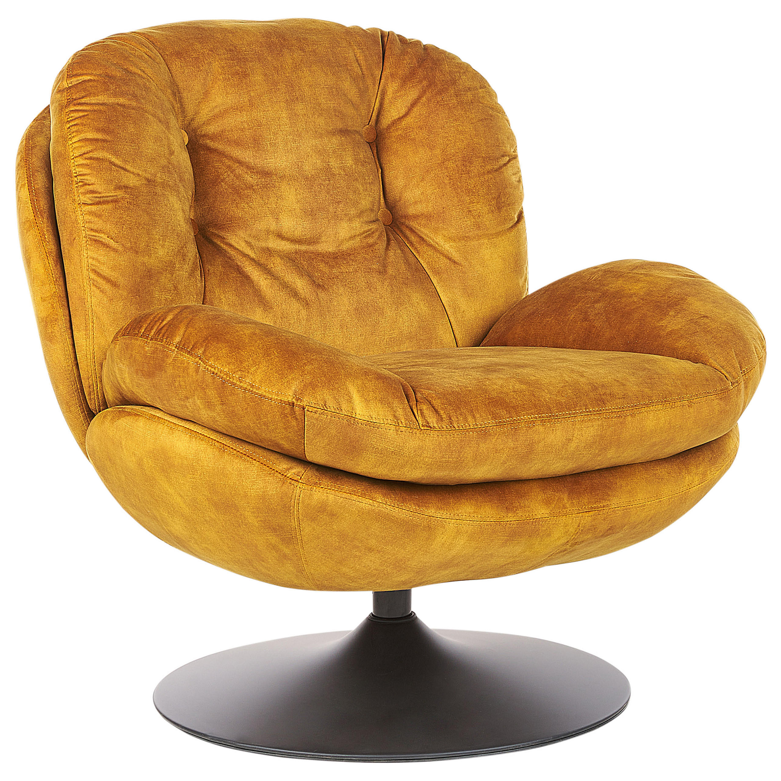 SESSEL Samtstoff Senfgelb Nolvik - Gelb/Schwarz, Textil (82/82/85cm) - Beliani