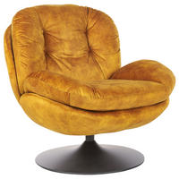 SESSEL Samtstoff Senfgelb Nolvik - Gelb/Schwarz, Textil (82/82/85cm) - Beliani