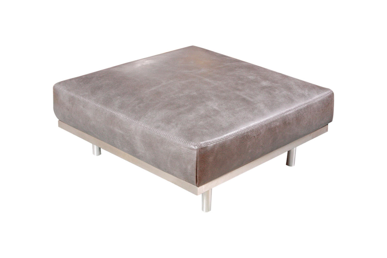 HOCKER OPRA Grau Leder - Grau, Leder (93/40/93cm) - KAWOLA