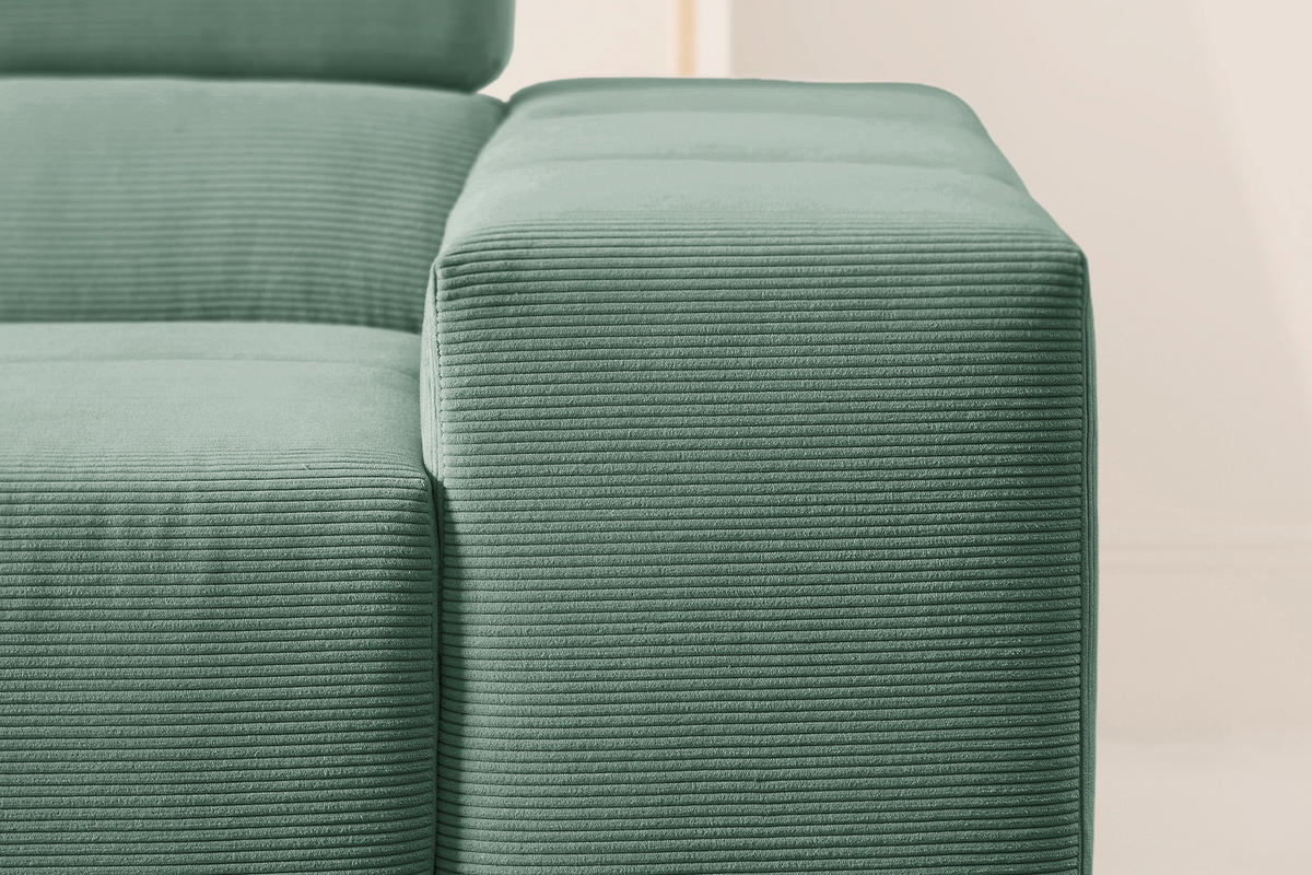 ECKSOFA MIT MOTORISCHEM SITZVORZUG NEVADA Grün Cord - Schwarz/Grün, Kunststoff/Textil (319/215cm) - KAWOLA