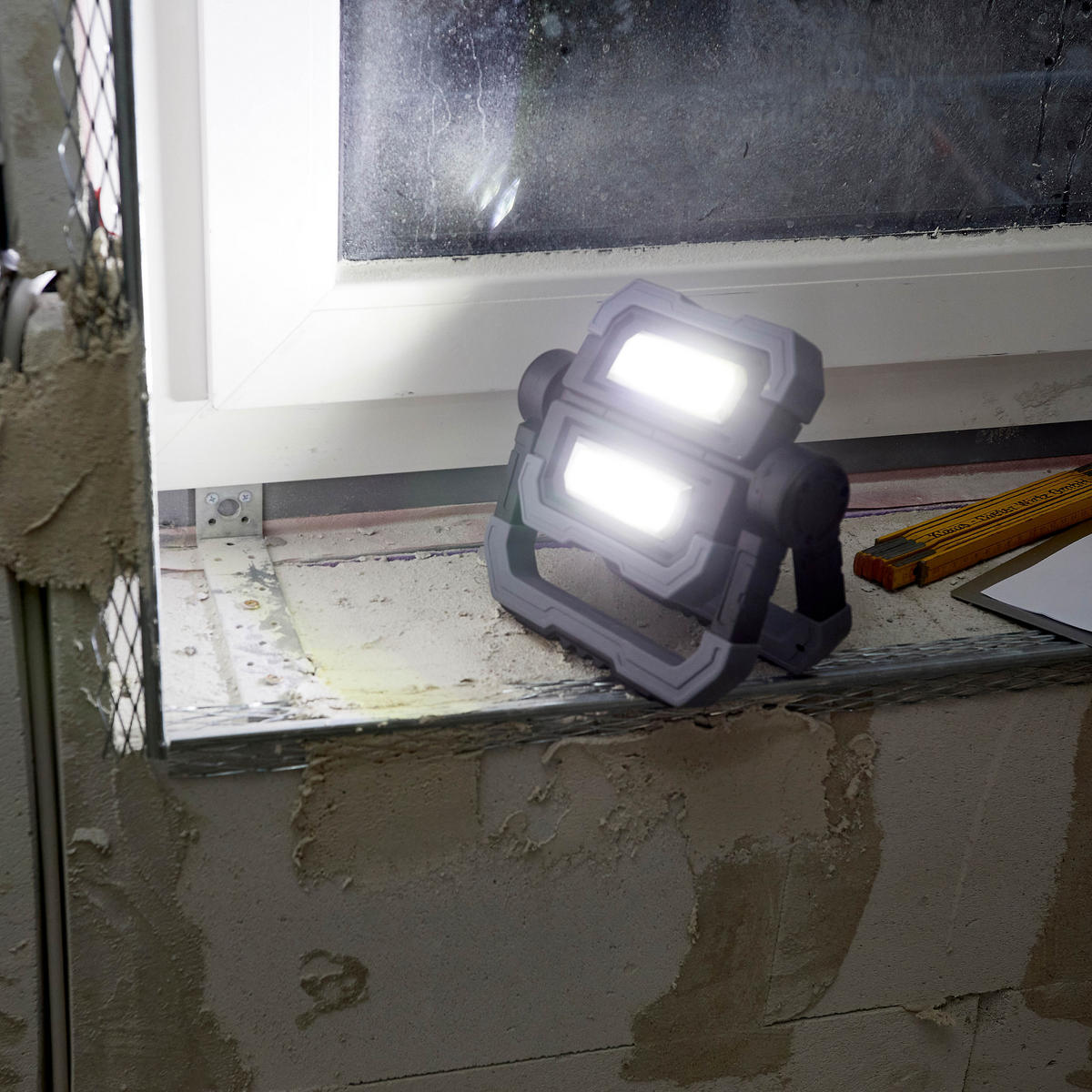 AKKU Baustrahler - flexibel einsetzbare Arbeitslampe mit USB-Powerbank und Magnet, 2er-Set - Schwarz, Kunststoff (4.8/25.4/21cm) - Northpoint