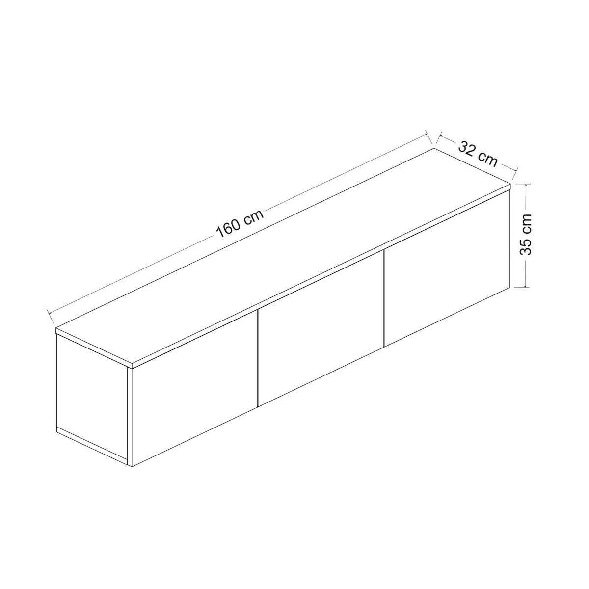 TV-MÖBEL Neon Illuminated Hängend Travertin - Beige, Holz (160/35/32cm) - Habitat Garten