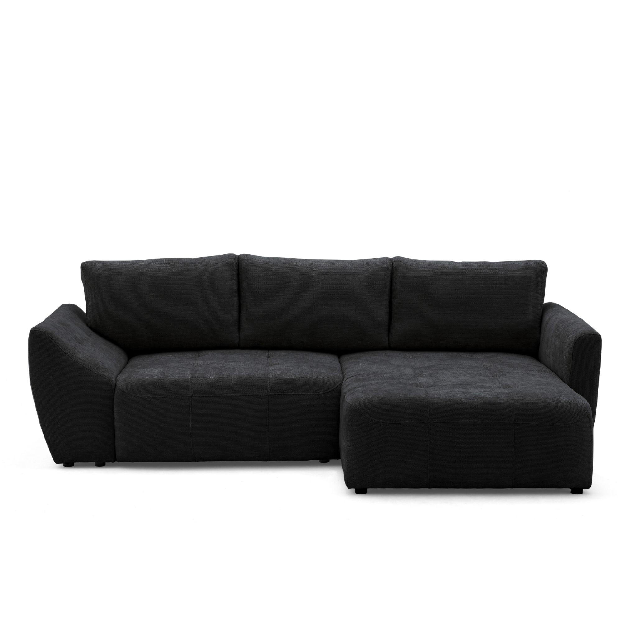 ECKSOFA NICE L Rechts mit Schlaffunktion 137x204 Chenille Anthrazit - Anthrazit/Schwarz, Holz/Textil (165/260cm) - Muffo