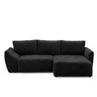ECKSOFA NICE L Rechts mit Schlaffunktion 137x204 Chenille Anthrazit - Anthrazit/Schwarz, Holz/Textil (165/260cm) - Muffo