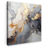 LEINWANDBILD Marmor - Schwarz - Gold - Weiß 20x20 cm - Dunkelgrau, Textil (20/20cm) - MuchoWow