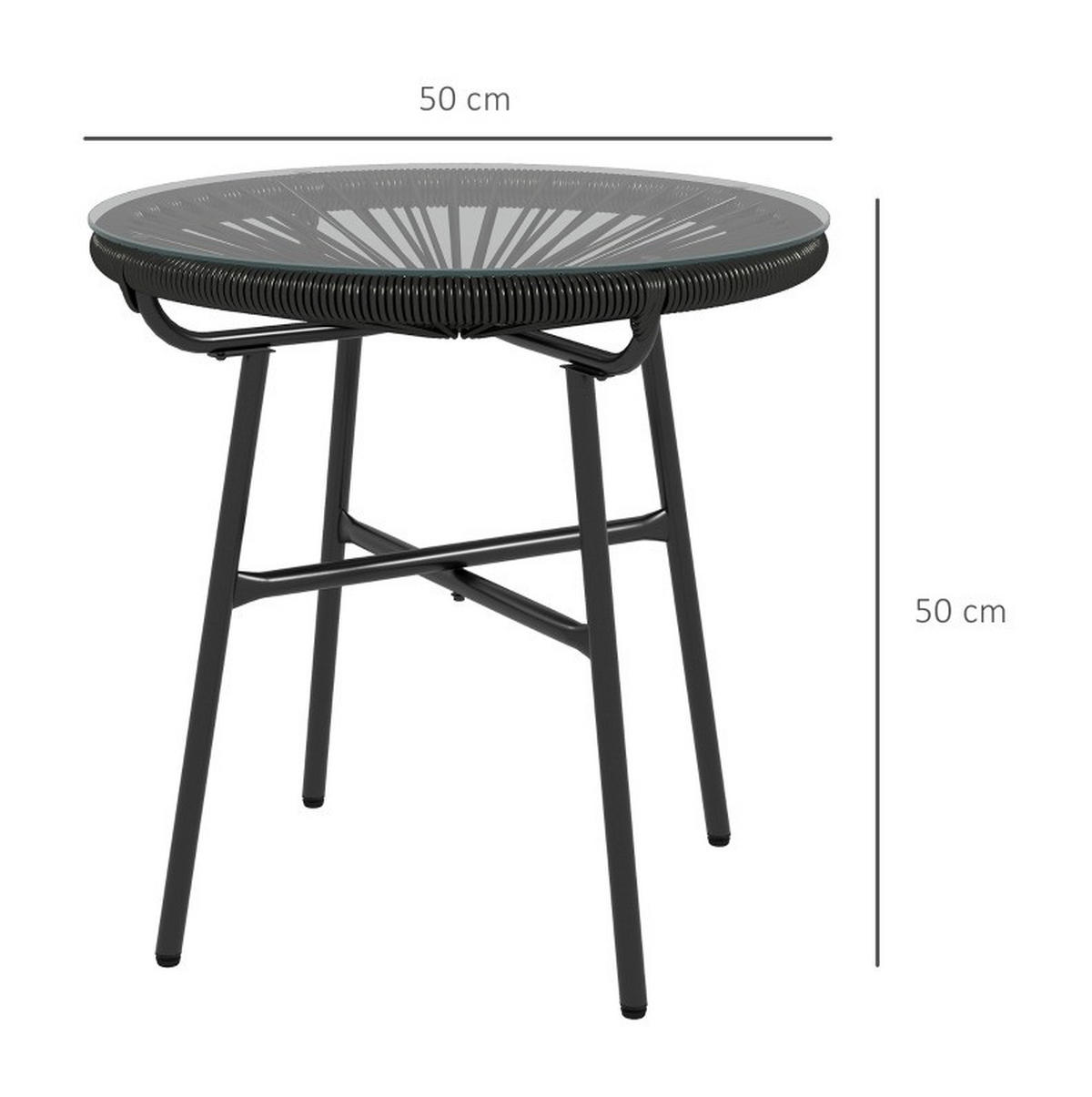 BEISTELLTISCH 50/50/50 cm schwarz aus PE-Rattan mit Glasplatte - Schwarz, Kunststoff (50/50/50cm) - OKWISH