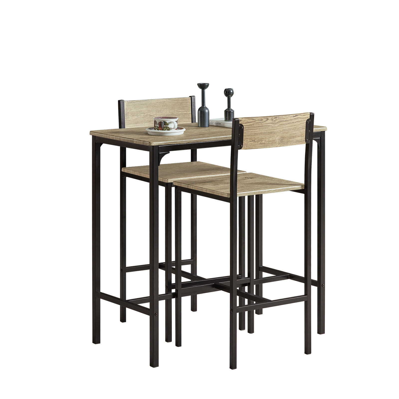 BARTISCH + 2 x BARSTÜHLE - Naturfarben, Holzwerkstoff (89/87/45cm) - SoBuy