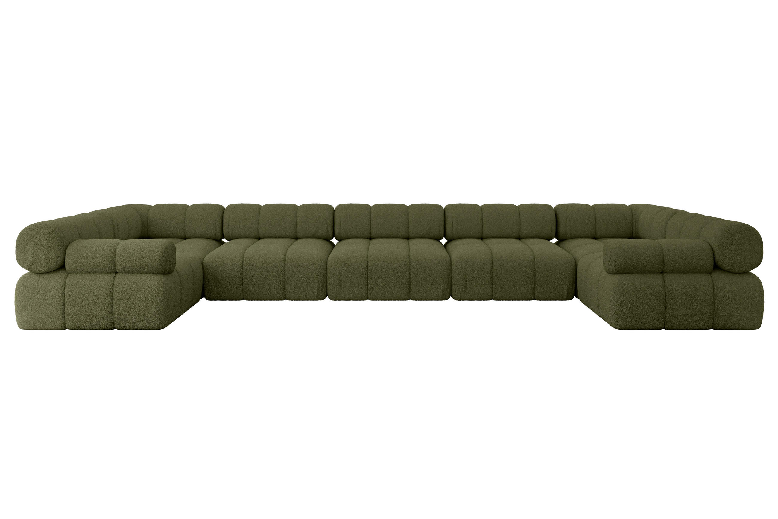 WOHNLANDSCHAFT modulares Sofa Birno-U3 - 475x190x70 cm Grün Bouclé - Grün, Holzwerkstoff/Textil (475/70/190cm) - ALTDECOR