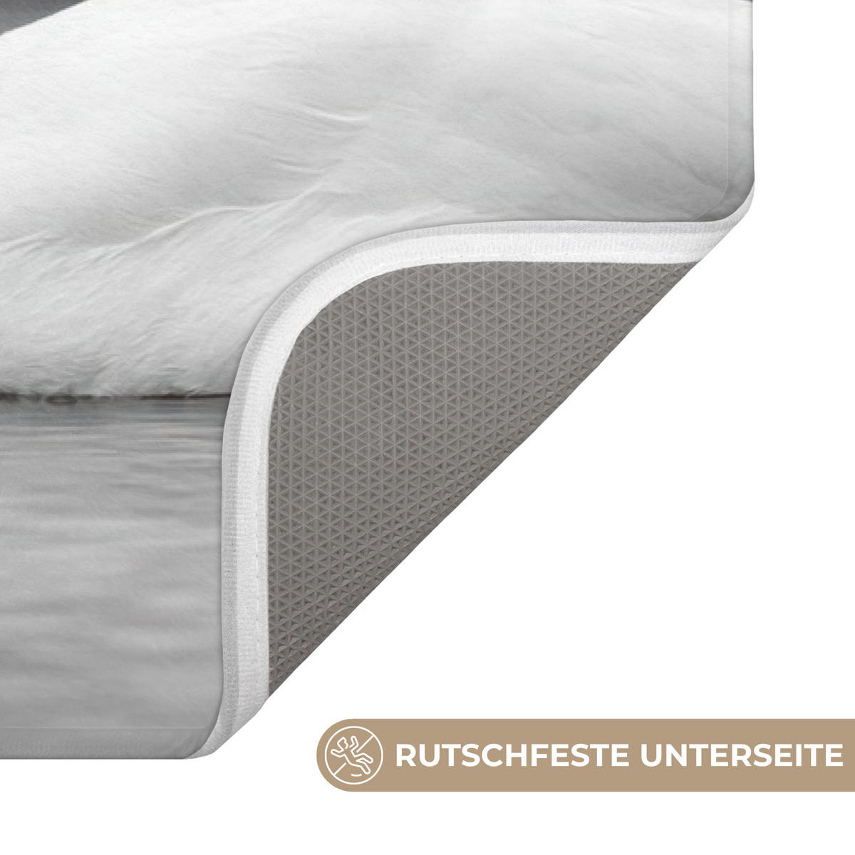 KOUPELNOVÁ PŘEDLOŽKA Labutě - srdce - černá - bílá 80x50 cm - černá, textil/plast (80/50cm)