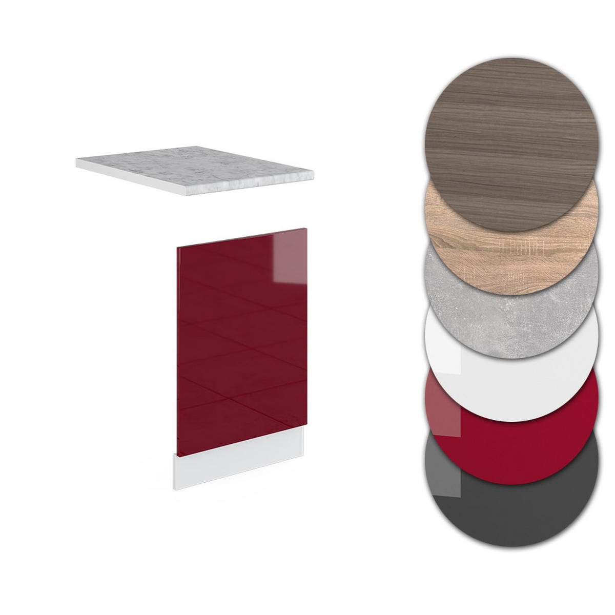 FRONTBLENDE R-Line Rot 45 cm ohne AP - Rot/Weiß, Holzwerkstoff (45/57.2/1.6cm) - Vicco